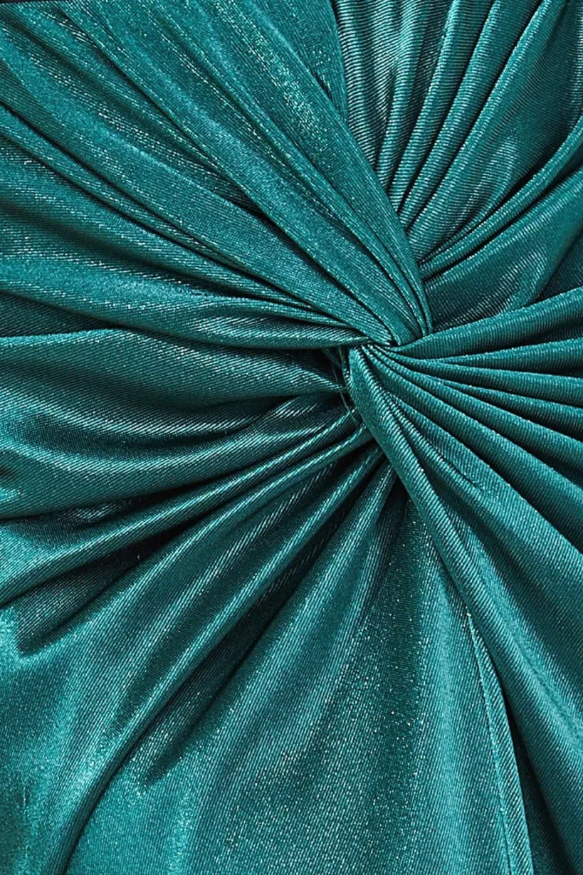 Satin Knotted Midi Skirt - Emerald Green by Goddiva