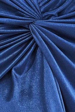 Satin Knotted Midi Skirt - Navy by Goddiva