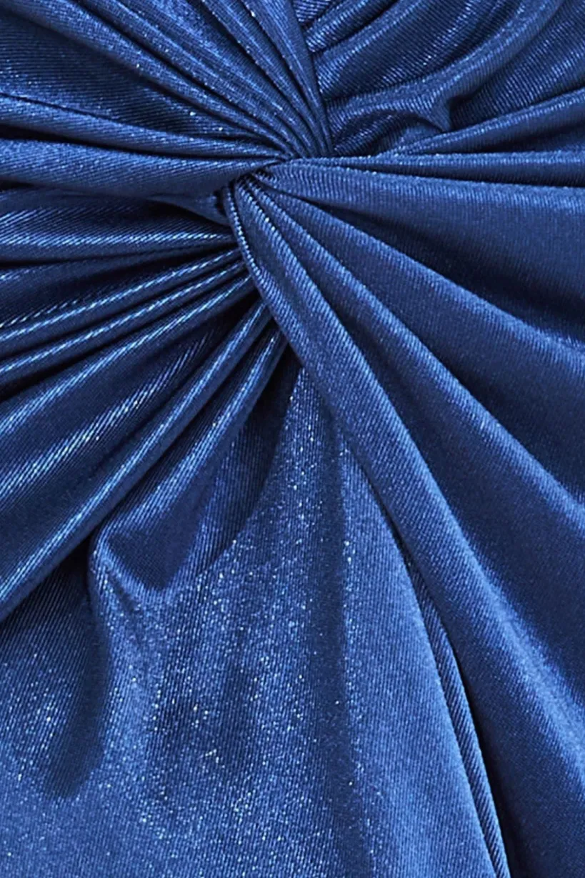 Satin Knotted Midi Skirt - Navy by Goddiva