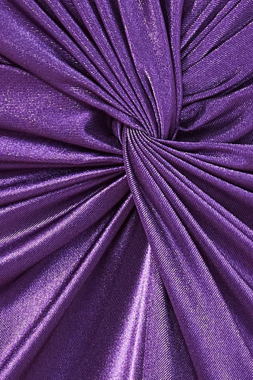 Satin Knotted Midi Skirt - Purple by Goddiva