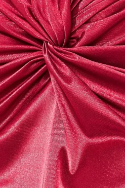 Satin Knotted Midi Skirt - Wine by Goddiva