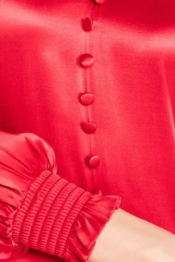 Satin Viscose Front Split Maxi - Red by Goddiva