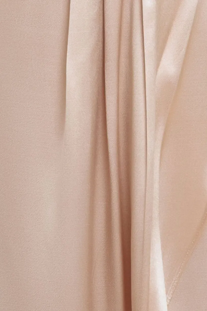 Satin Viscose Front Wrap Midaxi Dress - Champagne by Goddiva