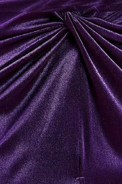 Satin Wrap Knotted Midi Dress - Purple by Goddiva
