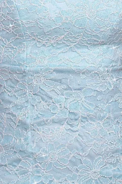 Scallop Lace Puff Sleeve Fit & Flare Midi Dress - Sky Blue by Goddiva