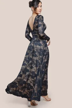 Scalloped Lace A-Line Maxi Dress - Black by Goddiva
