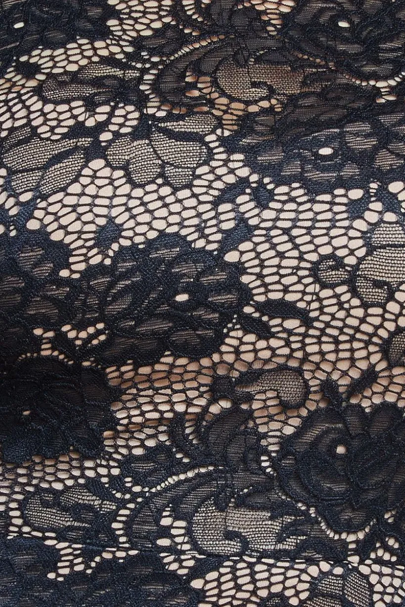 Scalloped Lace A-Line Maxi Dress - Black by Goddiva
