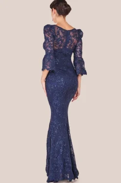 Scalloped Lace Maxi Dress - Navy by Goddiva