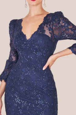 Scalloped Lace Maxi Dress - Navy by Goddiva