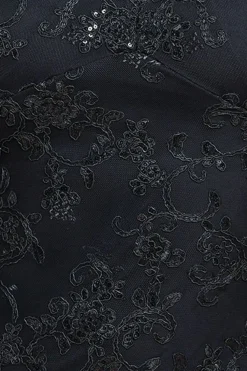 Scalloped Lace Maxi Dress - Black by Goddiva Plus