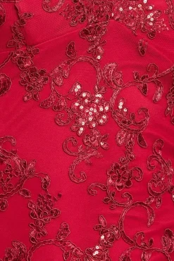 Scalloped Lace Maxi Dress - Red by Goddiva