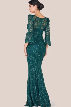 Scalloped Lace Maxi Dress - Emerald Green by Goddiva
