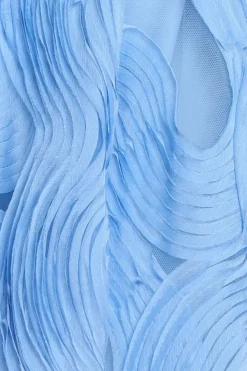 Scuba & Textured Chiffon A Line Midi Dress - Blue by Goddiva