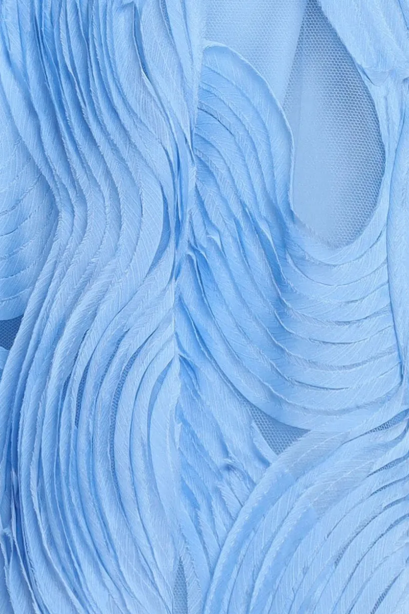 Scuba & Textured Chiffon A Line Midi Dress - Blue by Goddiva