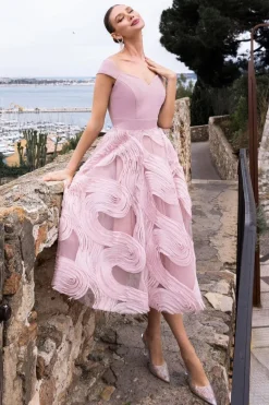 Scuba & Textured Chiffon A Line Midi Dress - Blush Pink by Goddiva