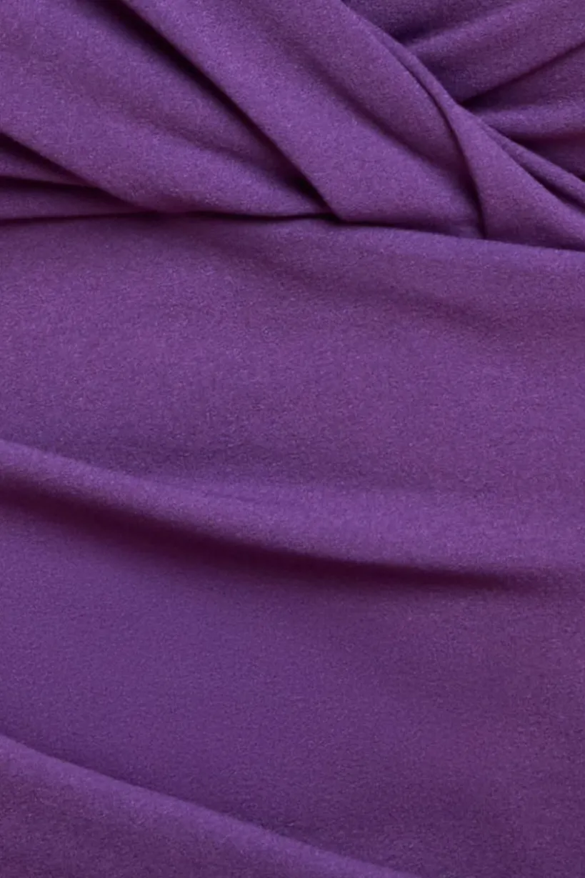 Scuba Bardot Pleated Midi Dress - Purple by Goddiva Plus