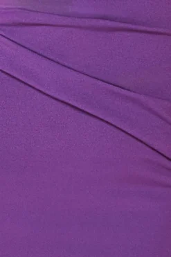 Scuba Bardot Pleated Midi Dress - Purple by Goddiva