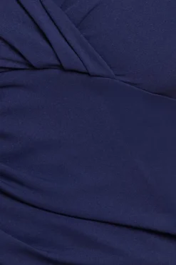 Scuba Bardot Pleated Midi Dress - Navy by Goddiva Plus