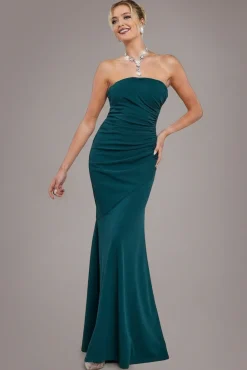 Scuba Crepe Bandeau Maxi With Diamante Necklace - Emerald Green by Goddiva