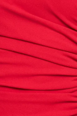 Scuba Crepe Bandeau Maxi With Diamante Necklace - Red by Goddiva