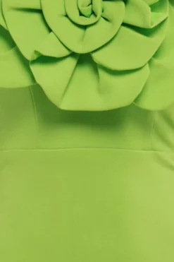 Scuba Crepe Bandeau Rose Maxi Dress - Lime Green by Goddiva