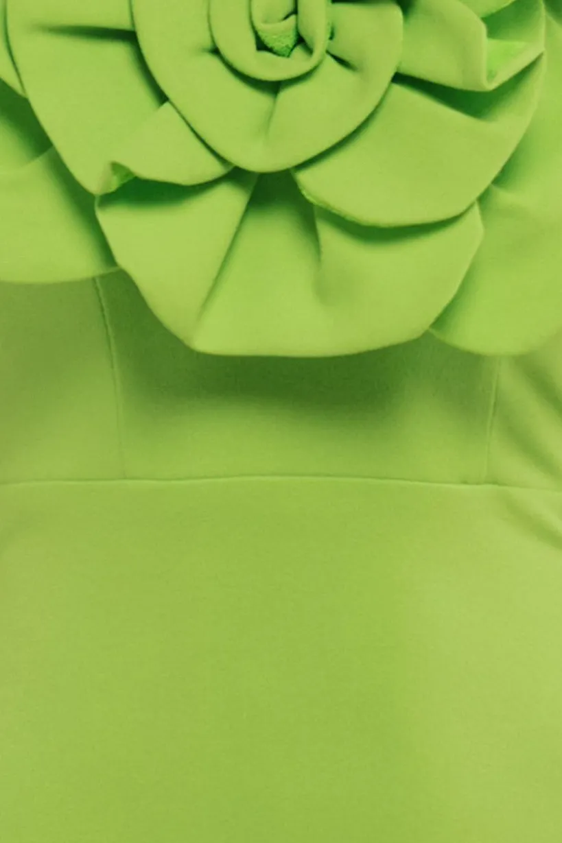 Scuba Crepe Bandeau Rose Maxi Dress - Lime Green by Goddiva