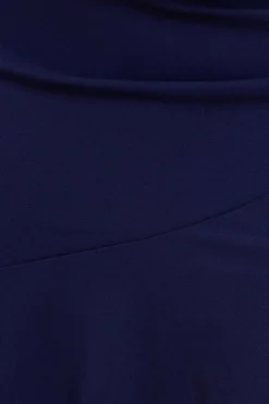 Scuba Crepe Off Shoulder Front Split Maxi Dress - Navy Blue by Goddiva Plus
