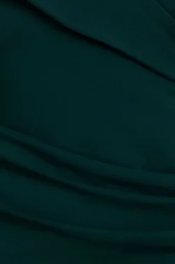 Scuba Crepe Off Shoulder Front Split Maxi Dress - Emerald Green by Goddiva Plus