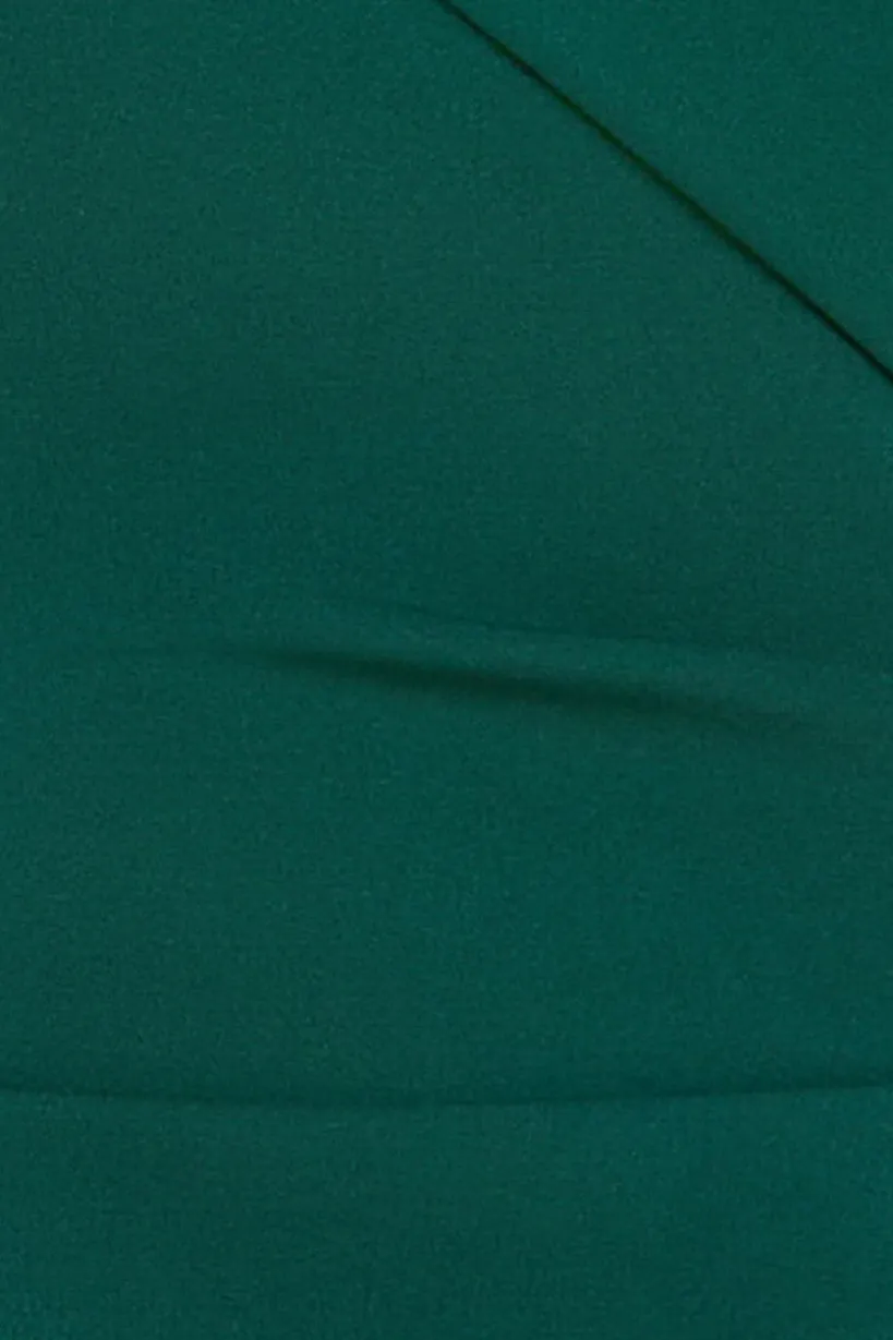 Scuba Crepe Off Shoulder Front Split Maxi Dress - Emerald Green by Goddiva