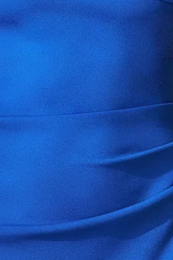 Scuba Crepe Pleated Bardot Maxi - Royalblue by Goddiva