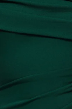 Scuba Crepe Pleated Drop Shoulder Midi Dress - Emerald Green by Goddiva