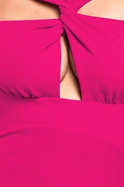Scuba Crepe Twist Cutout Maxi Dress - Hot Pink by Goddiva
