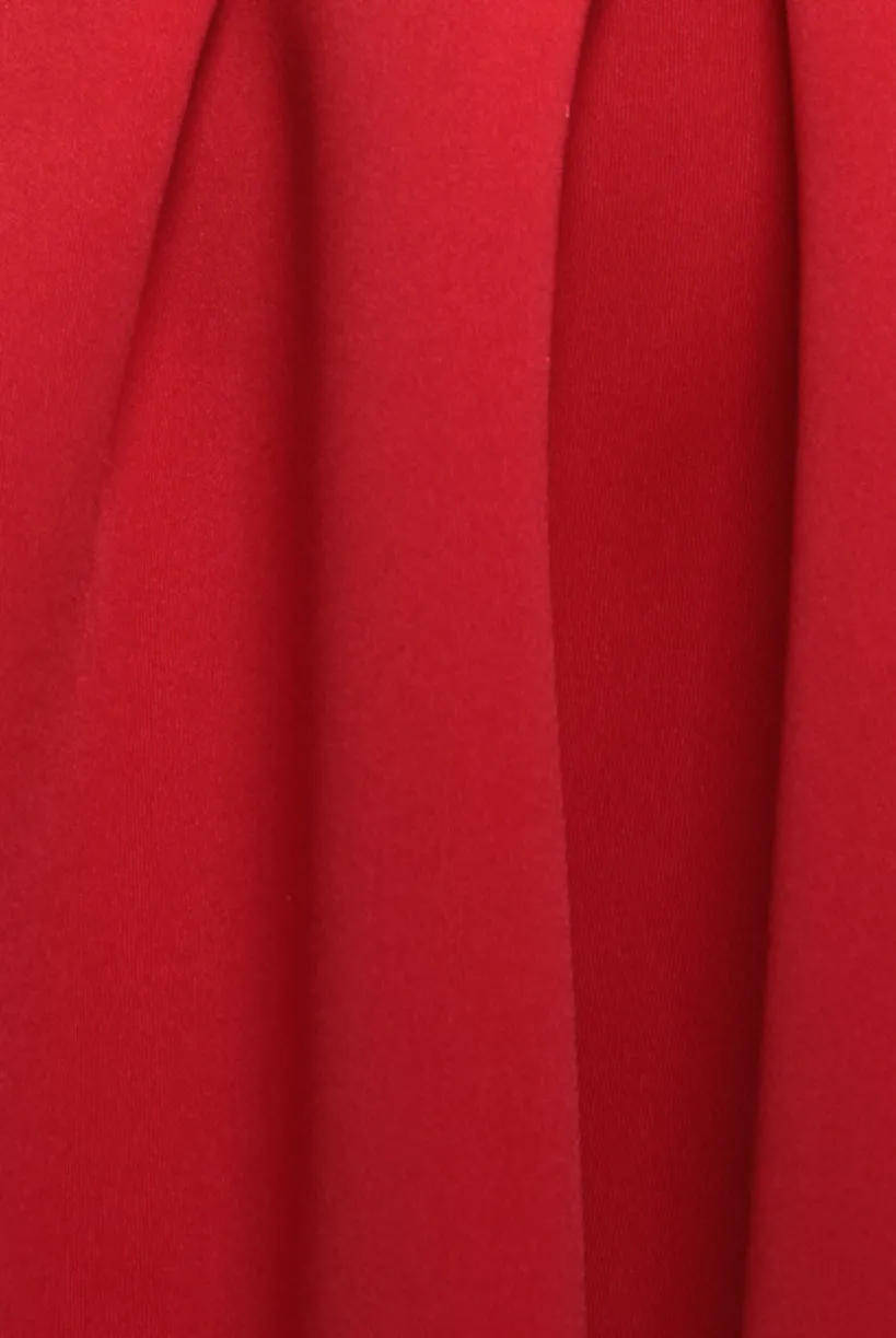 Scuba Foam Skater Midi Dress - Red by Goddiva