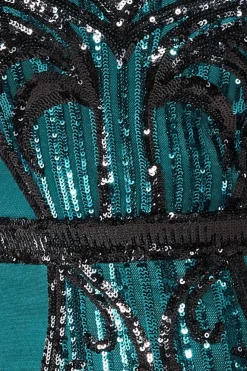 Sequin & Mesh Embroidered Maxi Dress - Emerald by Goddiva