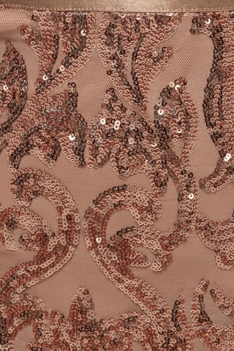 Sequin & Mesh Midi Dress - Champagne by Goddiva