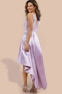 Sequin & Satin Dipped Hem Midi Dress - Blush Pink by Goddiva