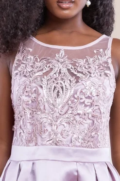 Sequin & Satin Dipped Hem Midi Dress - Blush by Goddiva