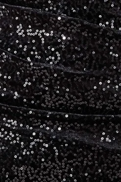 Sequin & Velvet Bardot Maxi Dress - Black by Goddiva Plus
