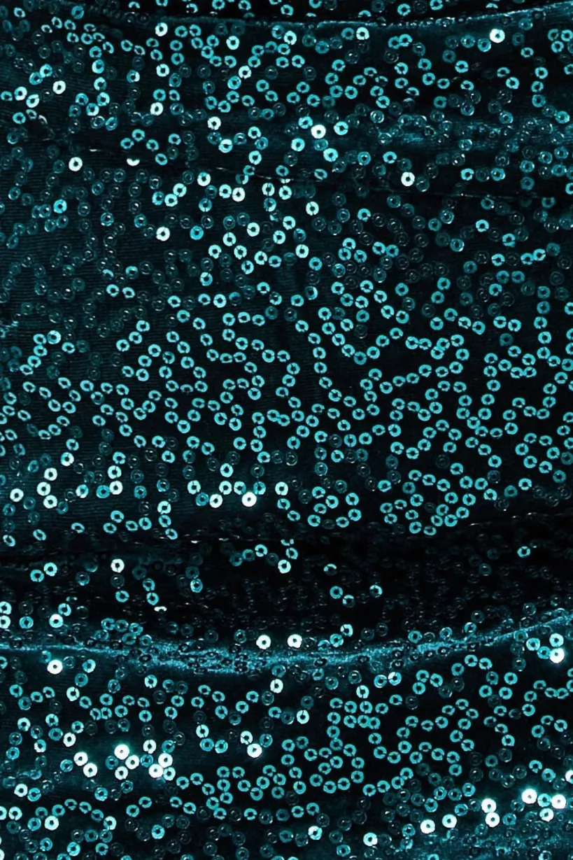 Sequin & Velvet Bardot Midi - Emerald Green by Goddiva Plus