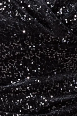 Sequin & Velvet Bardot Midi - Black by Goddiva Plus