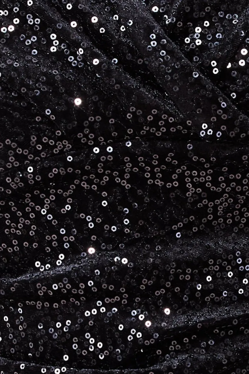 Sequin & Velvet Bardot Midi - Black by Goddiva Plus