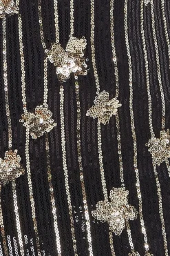 Sequin And Feather Boobtube Midi - Black by Goddiva