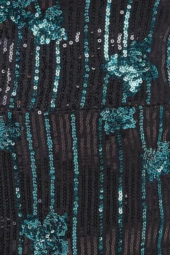 Sequin And Feather Boobtube Midi - Emerald Green by Goddiva