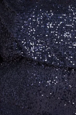 Sequin Cowl Neck Midi Dress - Navy by Goddiva Plus