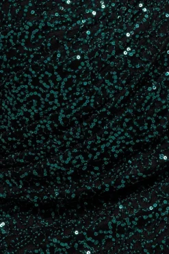 Sequin Cowl One Shoulder Midi Dress - Emerald Green by Goddiva
