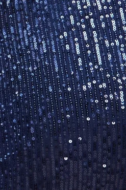 Sequin Cuffed Ankle Trouser - Navy by Goddiva