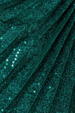 Sequin Lurex Bardot Pleated Sleeve Top - Teal Blue by Goddiva