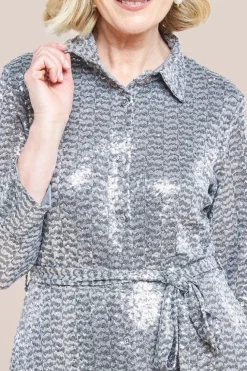 Sequin Skater Shirt - Silver by Goddiva