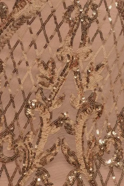 Sequin Square Neck Maxi With Scallop Hem - Gold by Goddiva