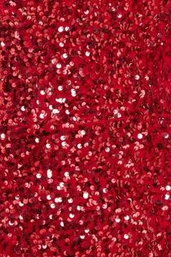 Sequin Velvet Bardot Evening Maxi Dress - Red by Goddiva